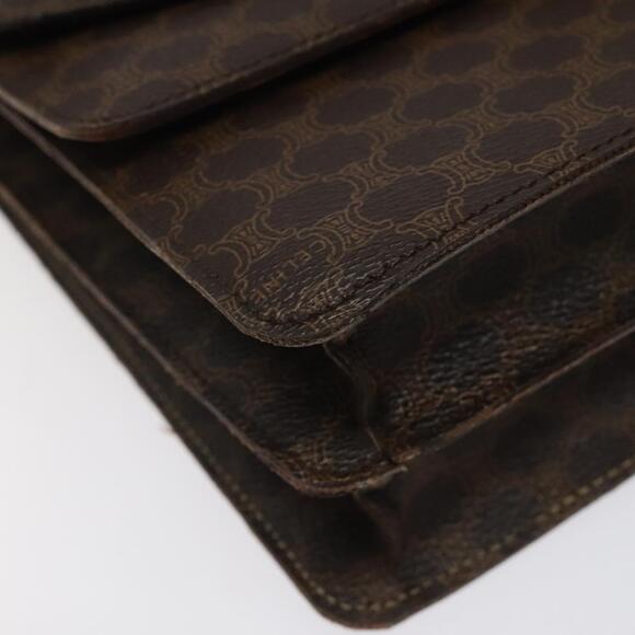 CELINE Macadam Canvas Hand Bag Pvc Leather Brown Gold - Picture 9 of 12